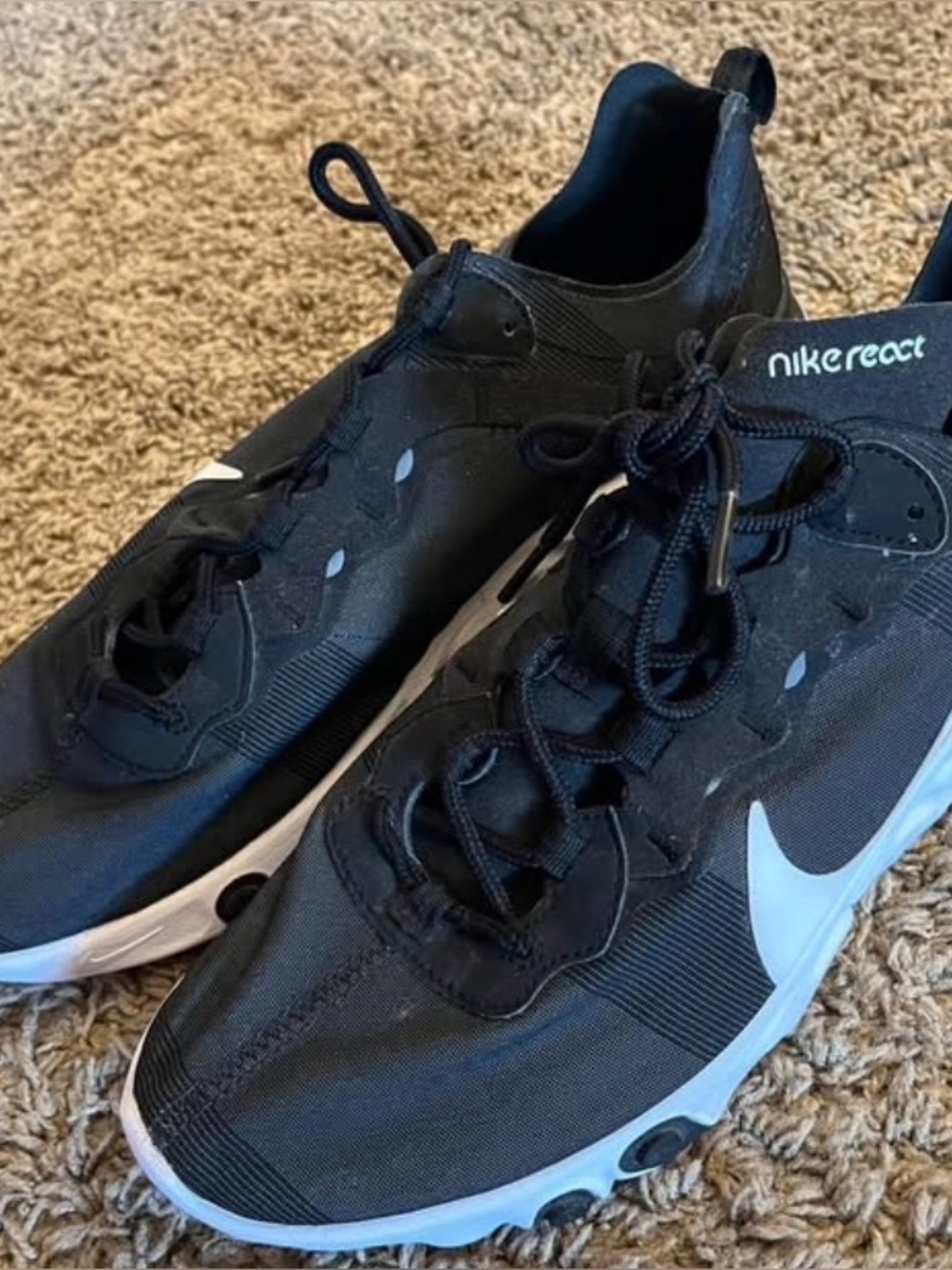 Nike Black and White React Men’s Sneakers